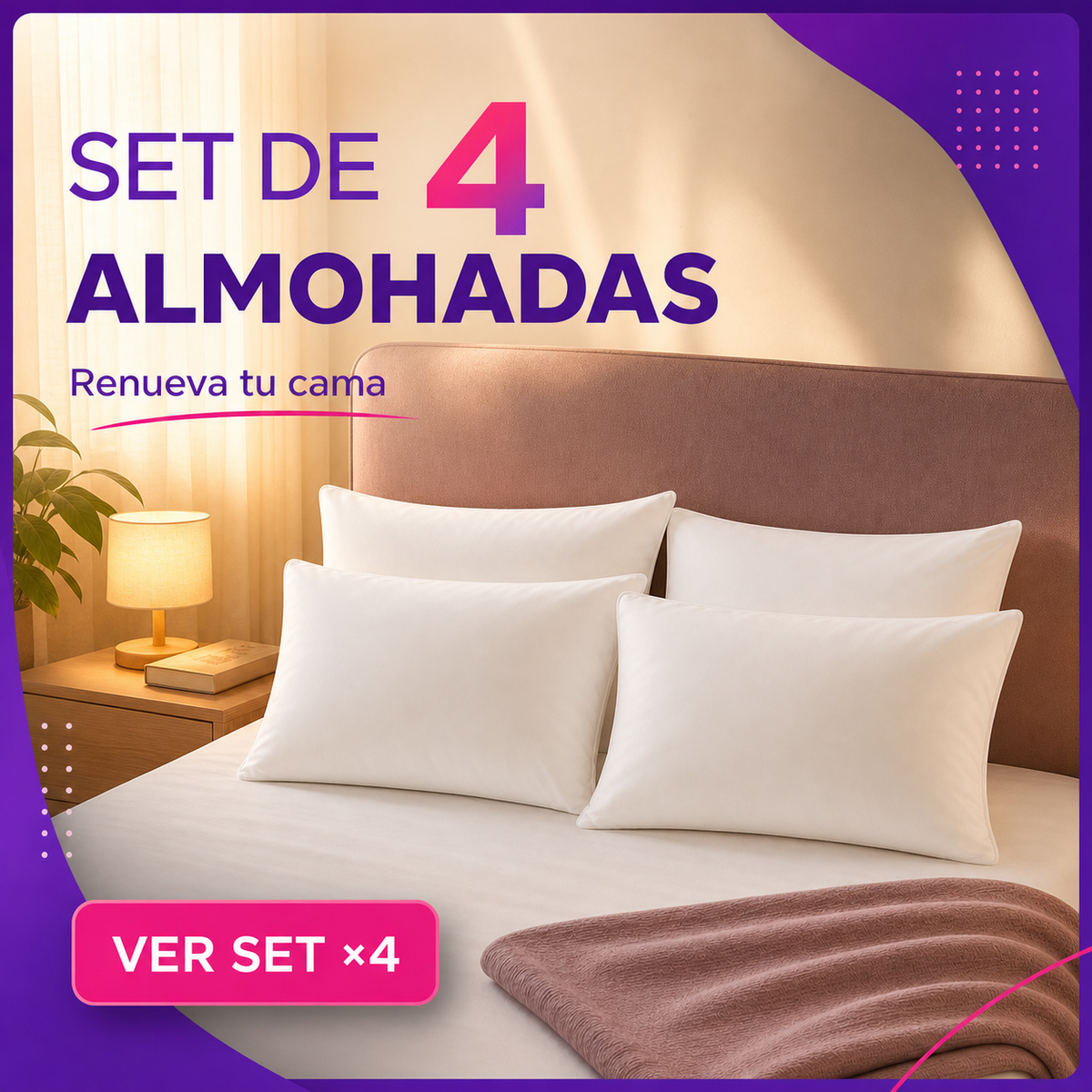 Set x4 almohadas siliconada 40x60