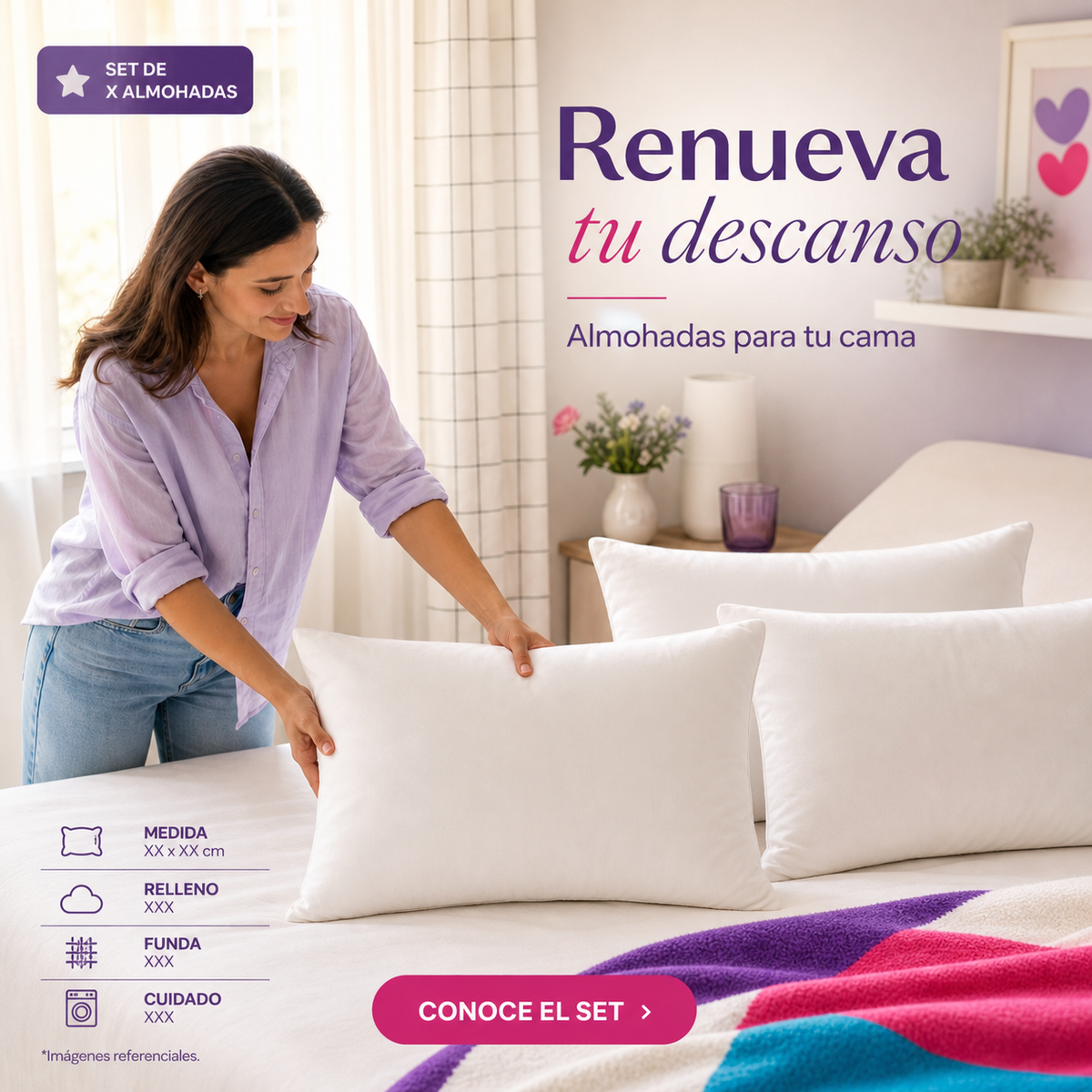 Set x4 almohadas siliconada 40x60