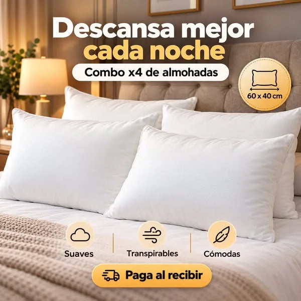 Set x4 almohadas siliconada 40x60 3
